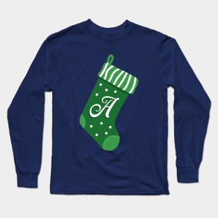 Christmas Stocking with Letter A Long Sleeve T-Shirt